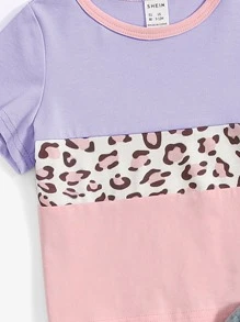 SHEIN Tops em bé Khối Màu In hoa Báo - Nhiều màu - Xem 3