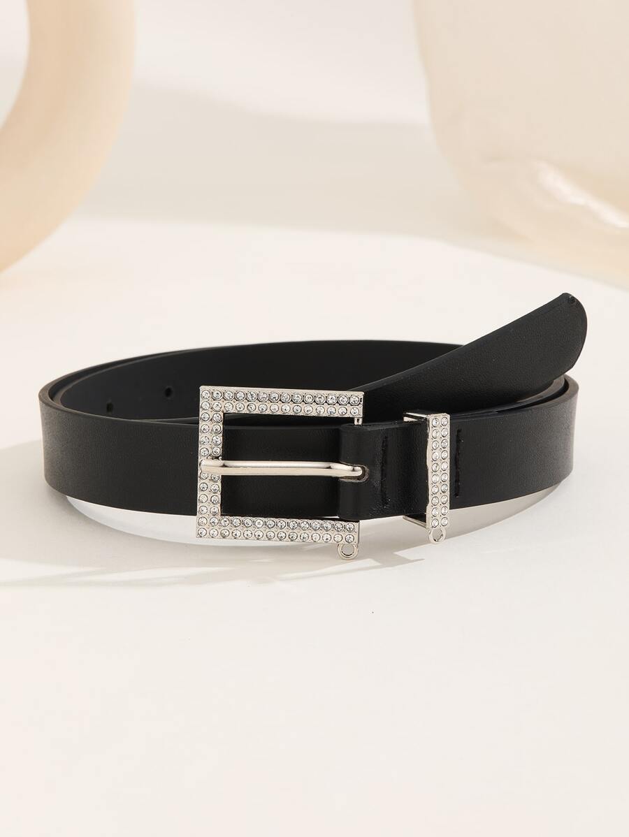 Thắt lưng vuông đính đá trang trí cho nữ, dùng cho váy/quần jean, thắt lưng đen thời trang dùng hàng ngày cho Halloween, mùa hè, mùa thu, mùa đông, Halloween - màu đen - Xem 1