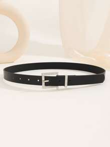 Thắt lưng vuông đính đá trang trí cho nữ, dùng cho váy/quần jean, thắt lưng đen thời trang dùng hàng ngày cho Halloween, mùa hè, mùa thu, mùa đông, Halloween - màu đen - Xem 2