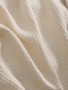 DAZY Square Neck Waffle Knit Lantern Sleeve Blouse - Apricot - View 4