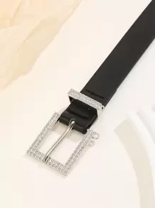 Thắt lưng vuông đính đá trang trí cho nữ, dùng cho váy/quần jean, thắt lưng đen thời trang dùng hàng ngày cho Halloween, mùa hè, mùa thu, mùa đông, Halloween - màu đen - Xem 3