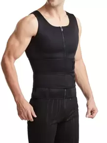 Sports Outdoor 1pc Men Synthetic Rubber Sports Corset Shapewear Waist Trainer Corset - Black - View 2