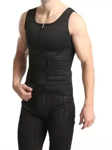 Sports Outdoor 1pc Men Synthetic Rubber Sports Corset Shapewear Waist Trainer Corset - Black - View 4