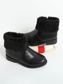 Girls Side Zipper Combat Boots - Black - View 2