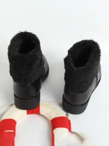 Girls Side Zipper Combat Boots - Black - View 4