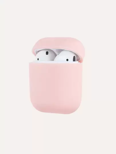 Baby Pink Solid Color Tpu Earphone Protective Cover Case Compatible With Apple Iphone Compatible With Airpods1/2 AirPods Pro
