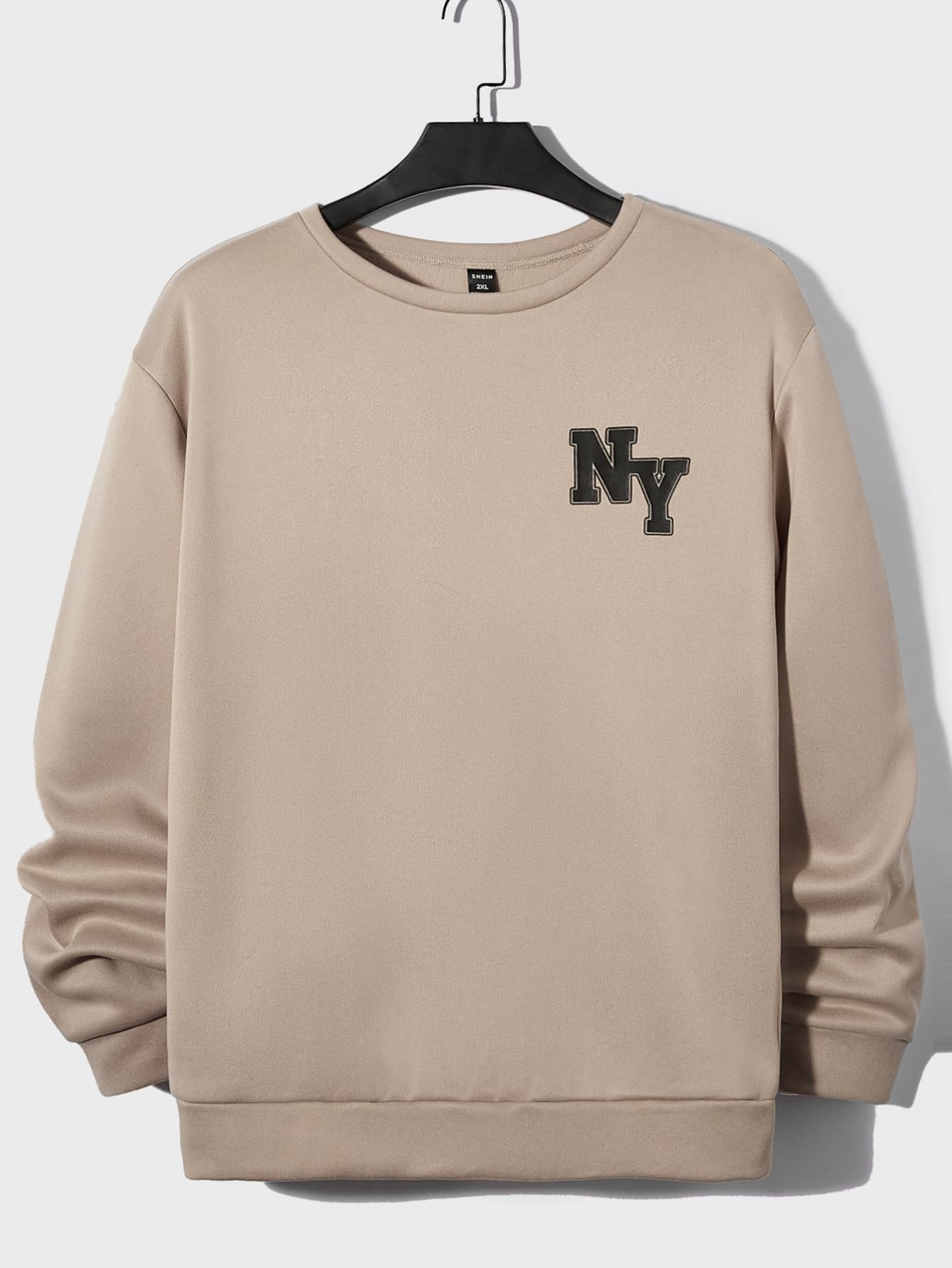 GENTILAND Men Plus Letter Graphic Sweatshirt - Khaki - View 1
