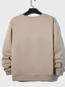 GENTILAND Men Plus Letter Graphic Sweatshirt - Khaki - View 2