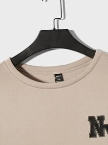 GENTILAND Men Plus Letter Graphic Sweatshirt - Khaki - View 4