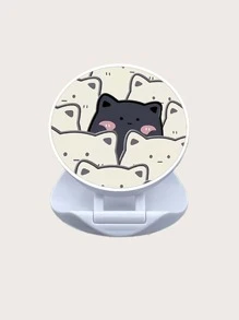 Giá đỡ điện thoại nổi bật họa tiết mèo hoạt hình 1pc - Màu be - Xem 3