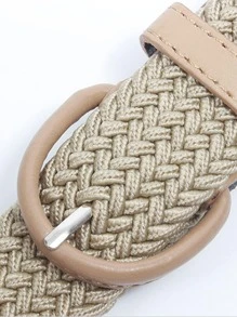 Hombres Cinturón trenzado con diseño de puntada - Beis - Ver 2