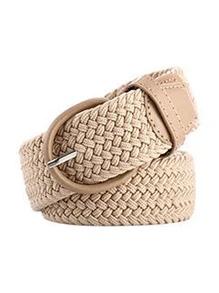 Hombres Cinturón trenzado con diseño de puntada - Beis - Ver 3