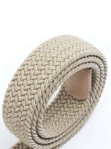 Hombres Cinturón trenzado con diseño de puntada - Beis - Ver 4