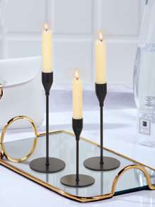 3pcs Iron Candle Holder - Black - View 2