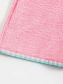 鞭针褶饰比基尼泳裤，适合夏季海滩度假