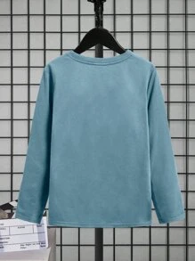 SHEIN Boys Letter Graphic Tee - Dusty Blue - View 2