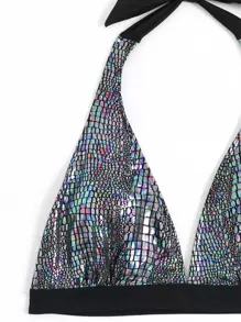 SHEIN Swim 鱷魚紋領頸式夏季沙灘比基尼套裝