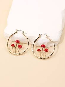 Mushroom Decor Hoop Earrings - Multicolor - View 1