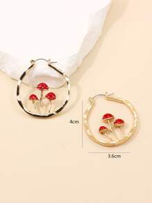 Mushroom Decor Hoop Earrings - Multicolor - View 3