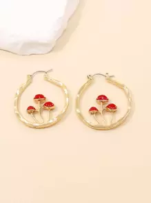 Mushroom Decor Hoop Earrings - Multicolor - View 4