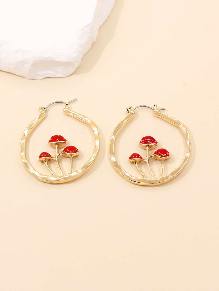 Mushroom Decor Hoop Earrings