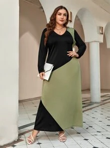 SHEIN LUNE Đầm Plus Size Khối Màu Giải trí - Nhiều màu - Xem 4