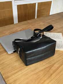 Túi Crossbody Nữ Thùa khuyết màu trơn Có thể điều chỉnh được Đúng mốt - màu đen - Xem 5