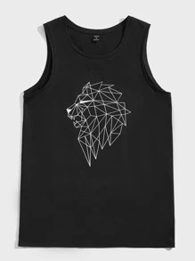 GENTILAND Men Geo Print Tank Top - Black - View 1