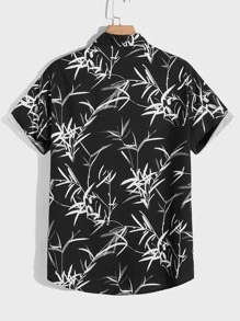 Manfinity Men Plant Print Shirt Without Tee - Black and White - View 2