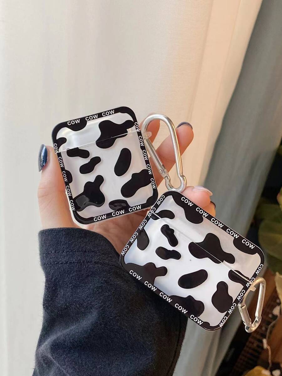 Animal Print 1pc Cow Pattern Case Compatible With AirPods Compatible With Airpods1/2 AirPods Pro - Multicolor - View 1