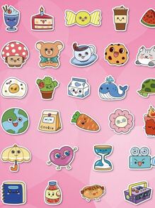 104 piezas Pegatina con estampado de dibujos animados - Multicolor - Ver 2