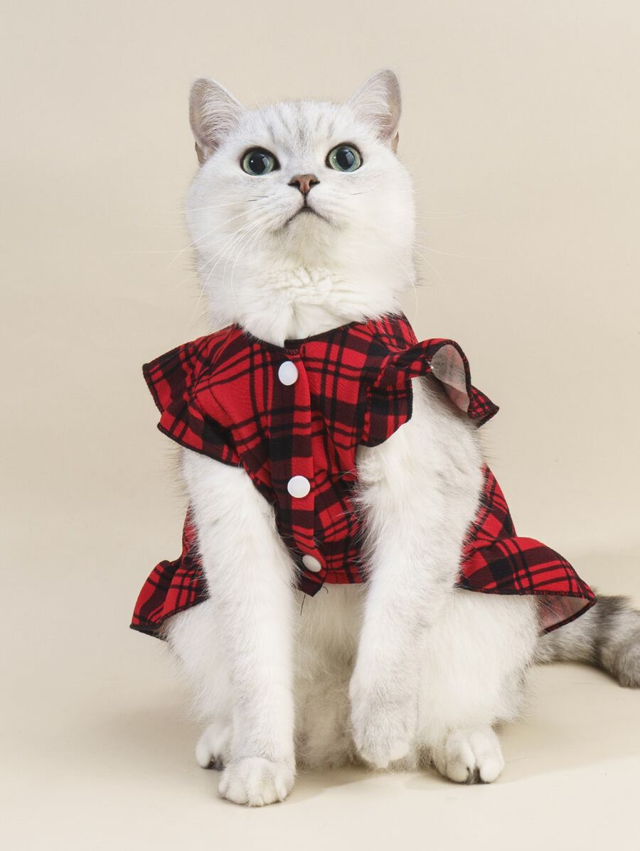 Petsin Christmas Bubble Sleeve Pet Dress 1pc - Multicolor - View 1