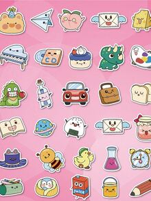 104 piezas Pegatina con estampado de dibujos animados - Multicolor - Ver 5