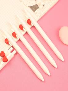 2pcs Heart Decor Gel Pen - White - View 2