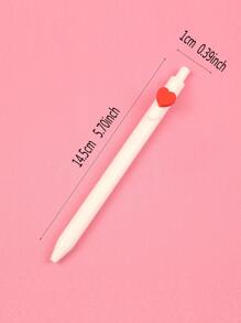 2pcs Heart Decor Gel Pen - White - View 5