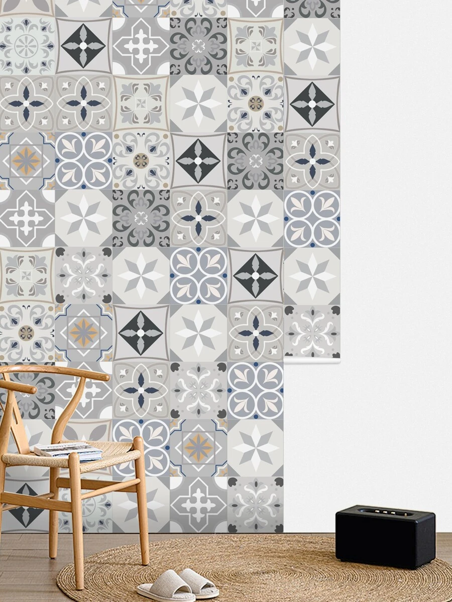 1roll Mandala Pattern Waterproof Self-adhesive Wall Paper - Multicolor - View 1