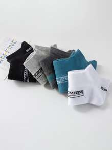 2pairs Men Random Letter Graphic Ankle Socks - Multicolor - View 2