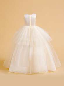 Teenager Mädchen Formelles Kleid & Lang Tüllrock & Satin Stoff, Perfekt Für Hochzeit Party