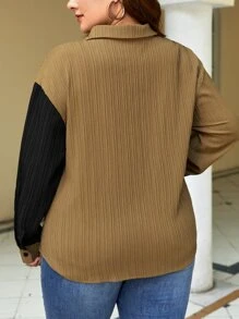 SHEIN Unity Plus Colourblock Drop Shoulder Shirt - Multicolor - View 2