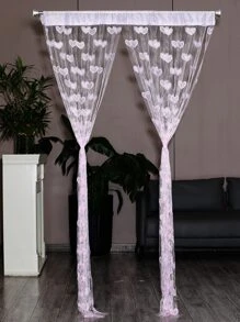 1入组滌綸流蘇門簾派對用現代心形圖案門簾 - 粉色 - 查看 2