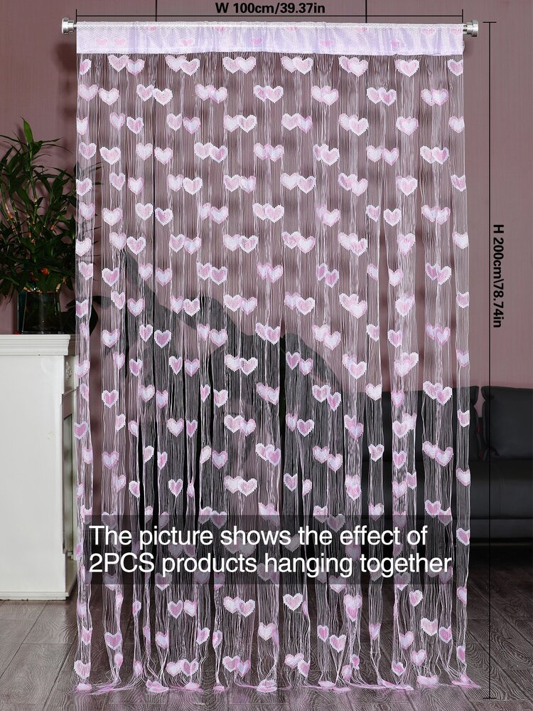 1個 ポリエステル タッセル ドアカーテン , モダン ハートパターン