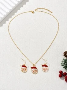 3pcs Christmas Santa Claus Decor Jewelry Set - Multicolor - View 4