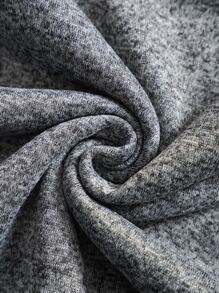 Men Slant Pockets Zip Up Drawstring Thermal Hoodie - Grey - View 8