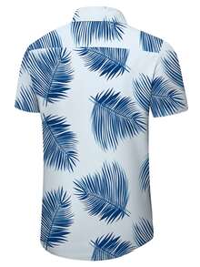 Men Tropical Print Shirt - Blue - View 2
