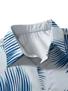 Men Tropical Print Shirt - Blue - View 3