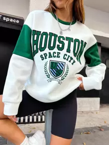 SHEIN Unity Letter Graphic Drop Shoulder Sweatshirt,Long Sleeve Tops Graduation,Back To School,Graduation,Teacher For Women,Back To School Pullover Fall Sweatshirt - White - View 1