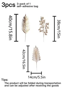 3pcs Christmas Artificial Leaf - Gold - View 3