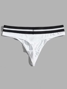 Men Letter Graphic Thong Sexy Underwear - White - View 2