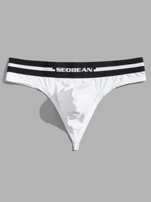 Men Letter Graphic Thong Sexy Underwear - White - View 3