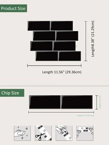 WoStick 1pc Brick Pattern Kitchen Sticker, Black Self Adhesive Peel And Stick Tile For Kitchen Decor - Black - View 3
